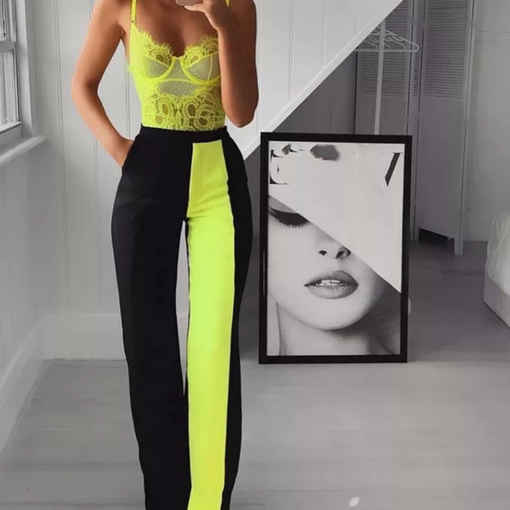 Sexy Lace Mesh Neon Corset Bodysuit - Picture 4 of 4